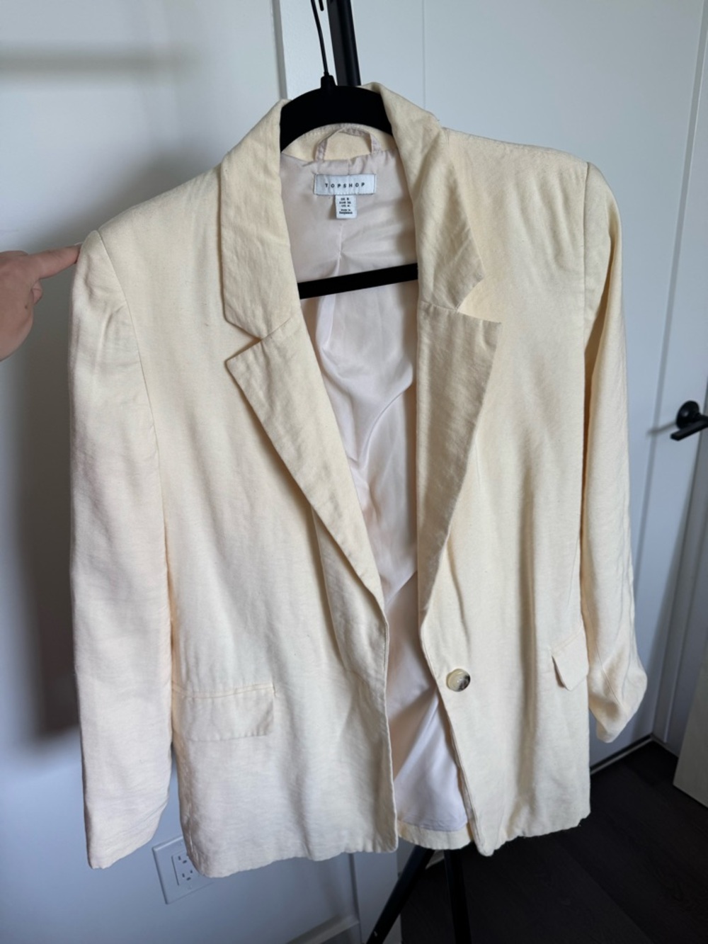 Topshop Butter Yellow Linen Blazer Size 4 Summer Chic
